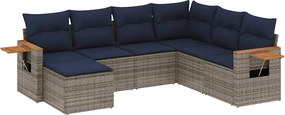 vidaXL Set canapele de grădină cu perne, 7 piese, gri, poliratan