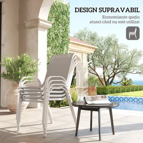 Outsunny Set de 4 Scaune Suprapozabile cu Spătar Înalt și șezut din Plasă, 54x71x93 cm, Negru | Aosom Romania