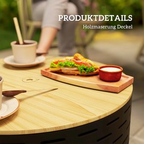 Outsunny 3-în-1 cuvă de foc Ø60 x 39cm din oțel inoxidabil vatră cu grătar protecție la scântei cârlig gri cărbune | Aosom Romania