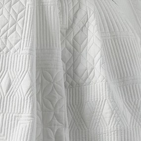 Cuvertură albă matlasată 220x230 cm Folkstone Geo – Catherine Lansfield