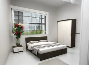 Dormitor Edy Pat 1,6m, Dressing 1,8m, Wenge+Alb