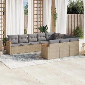 vidaXL Set canapele de grădină cu perne, 10 piese, bej, poliratan