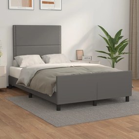 3125504 vidaXL Cadru de pat cu tăblie, gri, 120x200 cm, piele ecologică
