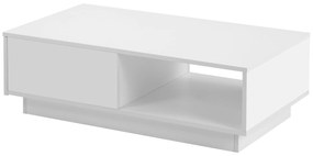 Măsuță de Cafea Modernă cu Iluminare LED Multicoloră în 15 Moduri, din MDF și Plăci de Particule, 95x55x32 cm, Albă