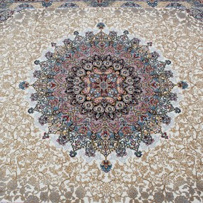 Covor Persan bej Kerman 140x200 covor mecanic elegant pentru living sau dormitor