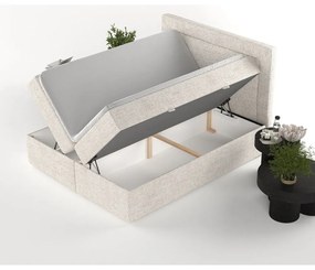 Pat boxspring crem cu spațiu de depozitare 160x200 cm Imagine – Maison de Rêve