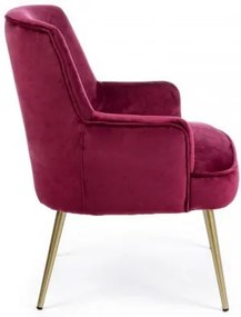 Fotoliu bordo / auriu din catifea si lemn de Pin, Clelia Bizzotto