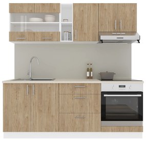 Set haaus V12, Lemn Natural/Alb, Blat Thermo 28 mm, L 200 cm