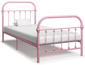 284510 vidaXL Cadru de pat, roz, 90 x 200 cm, metal
