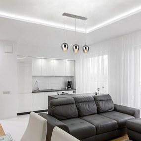 Lustra cu 3 Pendule design modern Petunia crom/fumuriu