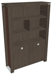 Dulap înalt Verno+ S 140 x 46 x 210 cm, cu rafturi, stejar antracit / maro