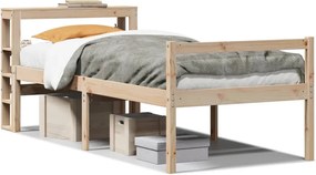 vidaXL Cadru de pat senior cu tăblie, 90x190 cm, lemn masiv de pin