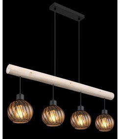 Lustra suspendata design vintage Paulo negru, natur