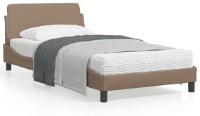 373142 vidaXL Cadru de pat cu tăblie, cappuccino, 100x200 cm, piele ecologică