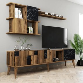 Ansamblu Comoda TV Madrid Walnut-Negru