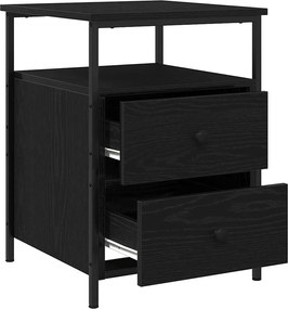 vidaXL Dulap de noapte cu sertar 2 pcs Stejar Negru 34 x 35,5 x 50 cm