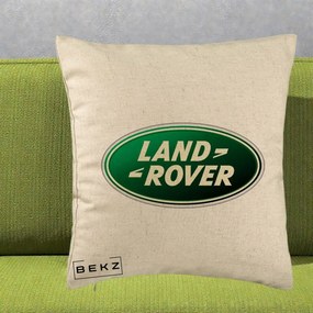 Perna Personalizata cu emblema Land Rover, 40x40 cm, Bej, Husa Detasabila, Perna Inclusa, BEKZ®