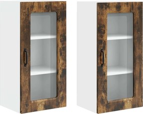 vidaXL Dulap de bucătărie Kalmar 2 pcs Stejar fumuriu 40 x 31 x 80 cm