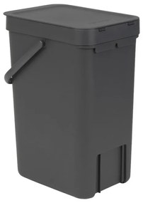 Cos de colectare selectiva Brabantia Sort&Go 647670, 12 L, Maner, Montabil pe perete, Gri inchis