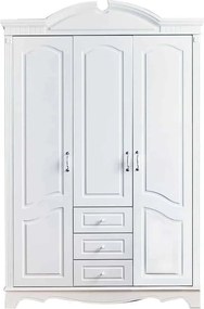 Dulap lemn masiv alb Elizabeth 3 Uși, 153 × 60 × 231 cm