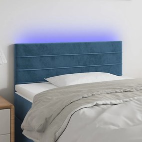 vidaXL Tăblie de pat cu LED, albastru închis, 80x5x78/88 cm, catifea