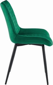 OFERTA Scaun din catifea verde inchis VERDO cu picioare negre Calitatea a II-a