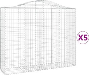 vidaXL Coșuri gabion arcuite 5 buc, 200x50x160/180 cm, fier galvanizat