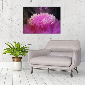 Tablou pe sticlă cu floare în fum roz (70x50 cm)