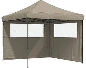 vidaXL Cort pliabil pentru petreceri cu 2 pereți laterali, gri taupe