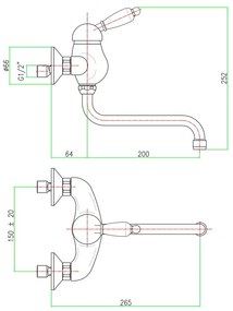 Baterie argintie pentru chiuvetă cu montare pe perete (1 ieșire) Kirké White – Sapho