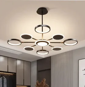 Lustra LED Cu Telecomanda, 3 Tipuri De Lumina, Intensitate Reglabila, 113W, Negru