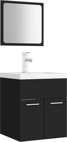 vidaXL Set mobilier de baie, negru, lemn prelucrat