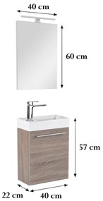 Mobilier de baie fantastic Melanie cu oglindă, culoare stejar York