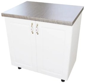 Masca pentru chiuveta cu 2 usi 80 cm Zebra, alb/MDF Alb Mat, cu blat Beton, 80 x 85 x 60 cm