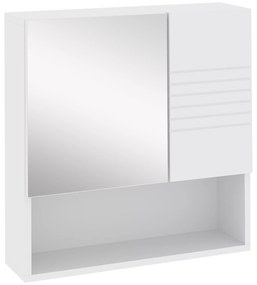 Dulapior cu Oglinda Baie Kleankin, Dulapior Baie Suspendat cu Fixare la Perete, 54x15x55cm, Alb | Aosom RO