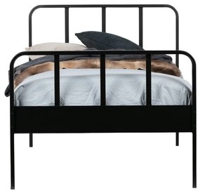 Pat negru din metal cu somieră 90x200 cm Mees – WOOOD