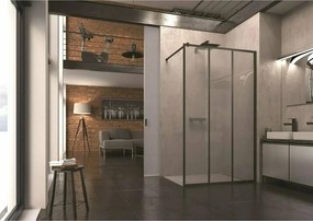 Paravan de dus tip Walk-in SanSwiss Easy STR4P Loft 72 negru mat 120x200 cm sticla securizata 8 mm