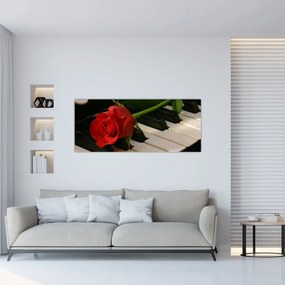 Tablou - Pian și trandafiri (120x50 cm)
