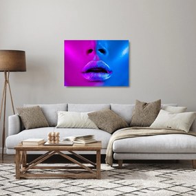 Tablou pe sticlă - Imaginea buzelor colorate (70x50 cm)