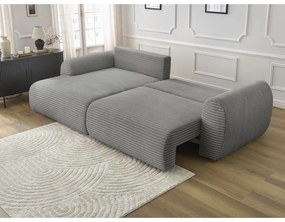 Colțar gri închis extensibil cu tapițerie din catifea reiată (cu colț pe partea stângă ) Lucien – Bobochic Paris