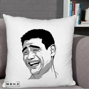 Perna Decorativa Yao Ming Meme, 40x40 cm, Alb Pufos, Husa Detasabila, Perna Inclusa, BEKZ®