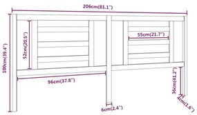 Tablie de pat, 206x4x100 cm, lemn masiv de pin Maro, 206 x 4 x 100 cm, 1