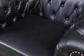 Fotoliu clasic stil englezesc Chesterfield, negru antic
