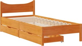 vidaXL Cadru de pat cu sertare, maro ceruit, 90x190 cm, lemn de pin