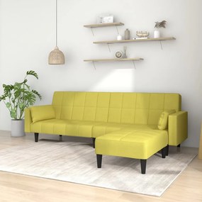 Canapea extensibila 2 locuri, 2 perne taburet, verde, textil Verde, Cu suport de picioare