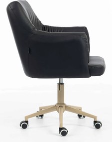 HR840K Scaun Negru Piele Ecologica cu Bază Crem