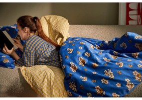 Lenjerie de pat galbenă/albă din țesătură crep pentru pat de o persoană/extinsă 140x220 cm Bæk&amp;Bølge – JUNA