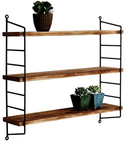Raft decorativ de perete Duvelo 6 (Nuc + negru) . 1093672