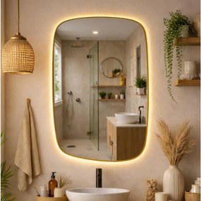 Baltica Design-LED Oglindă cu iluminare integrată STONE CALM 15W/230V 2700K 90x60 cm IP65 aurie