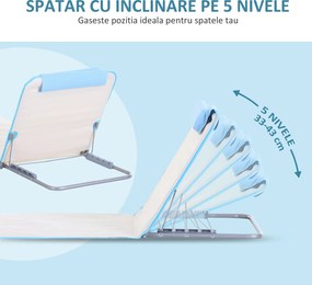 Outsunny Set 2 Șezlonguri de Plajă Pliabile cu Tetieră, Spătar Reglabil și Husă pentru Transport, 134x48x33-43 cm, Bej | Aosom Romania